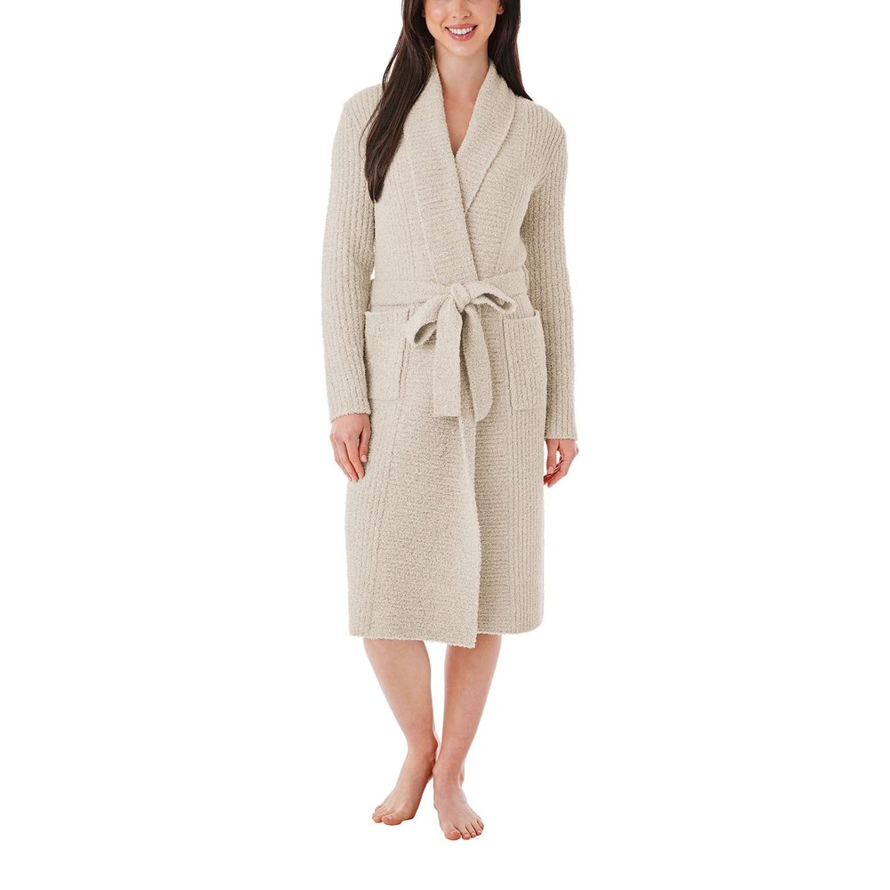 Member's Mark Womens Cozy Knit Robe Cream Ivory Large L NWT